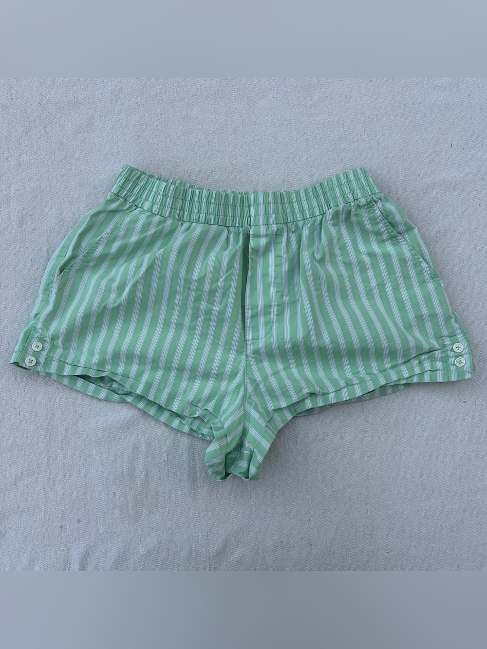 Zara Light Green and White Striped Women’s Shorts